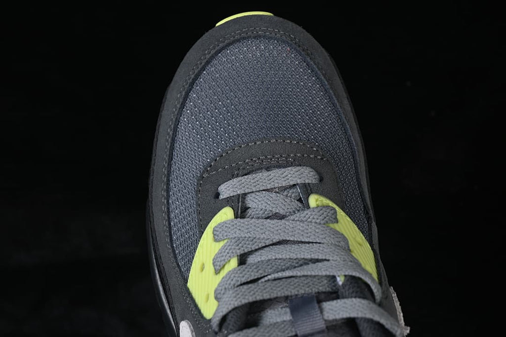 Top view of the sneaker toe and lace area.