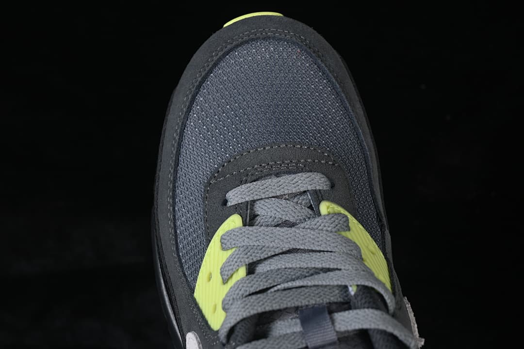 Top view of the sneaker toe and lace area.