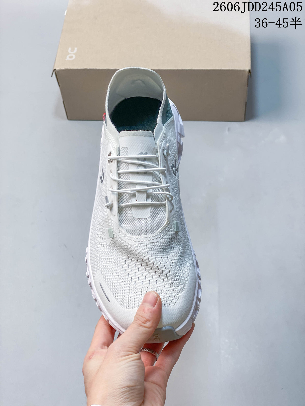 Top view showing the laces, perforated upper, and toe.