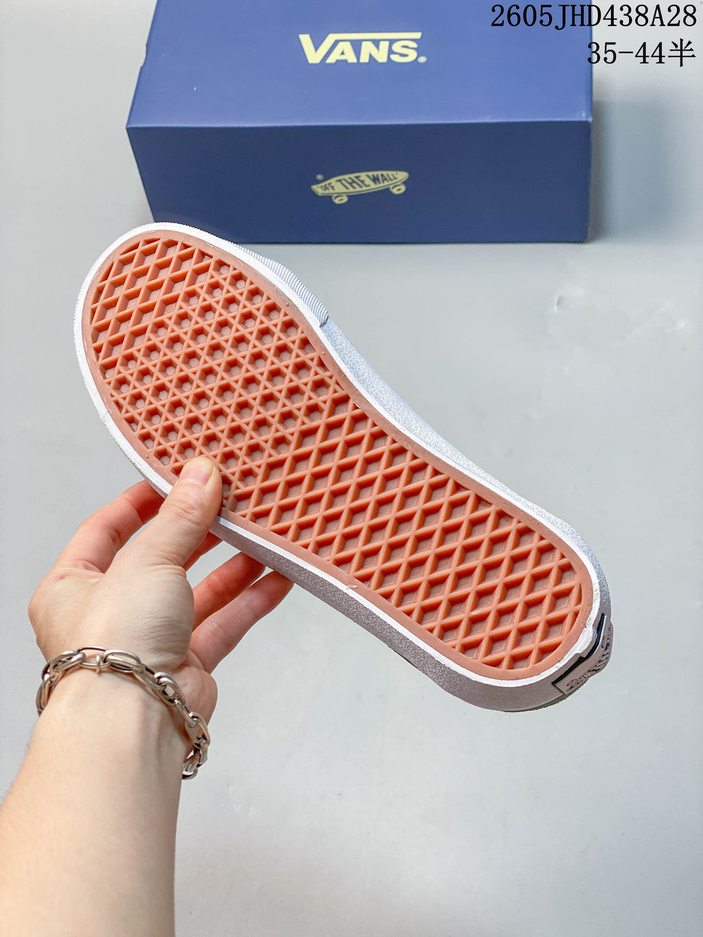 Close-up of the sneaker's waffle-pattern outsole