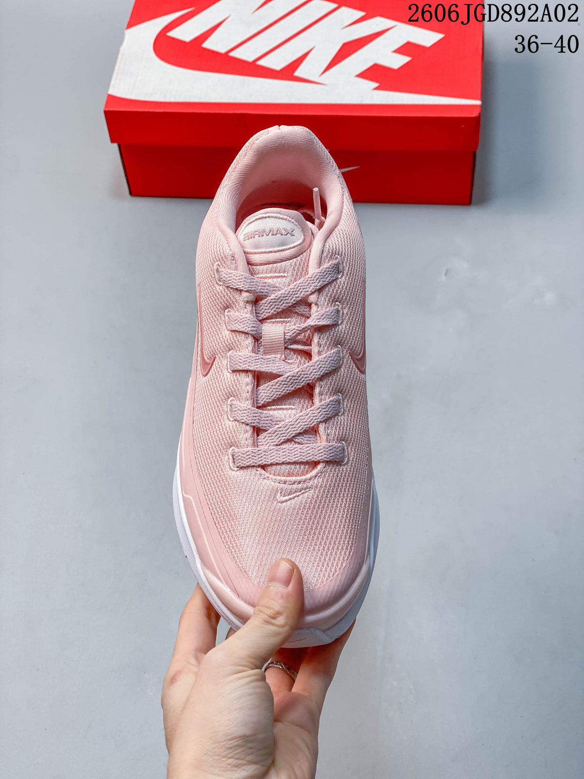 Top view showing the laces, mesh-like upper, and tongue