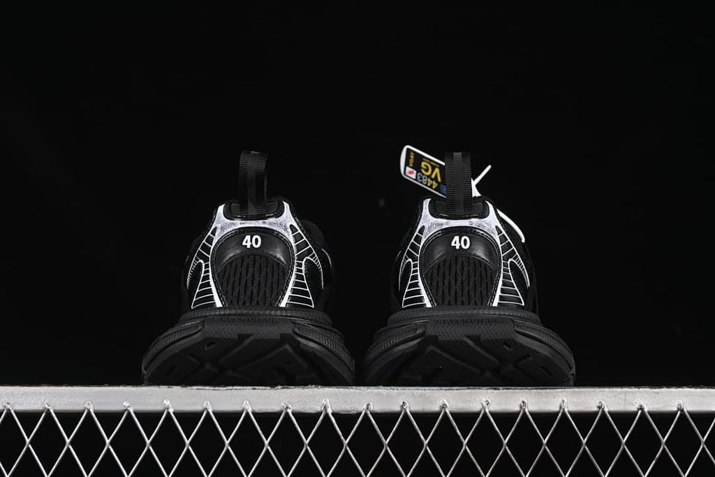 Rear view of the pair showing the heel panels and size markings.