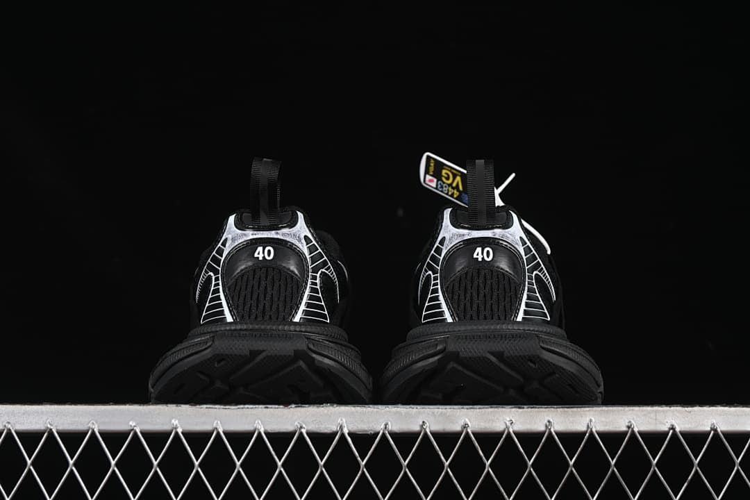Rear view of the pair showing the heel panels and size markings.