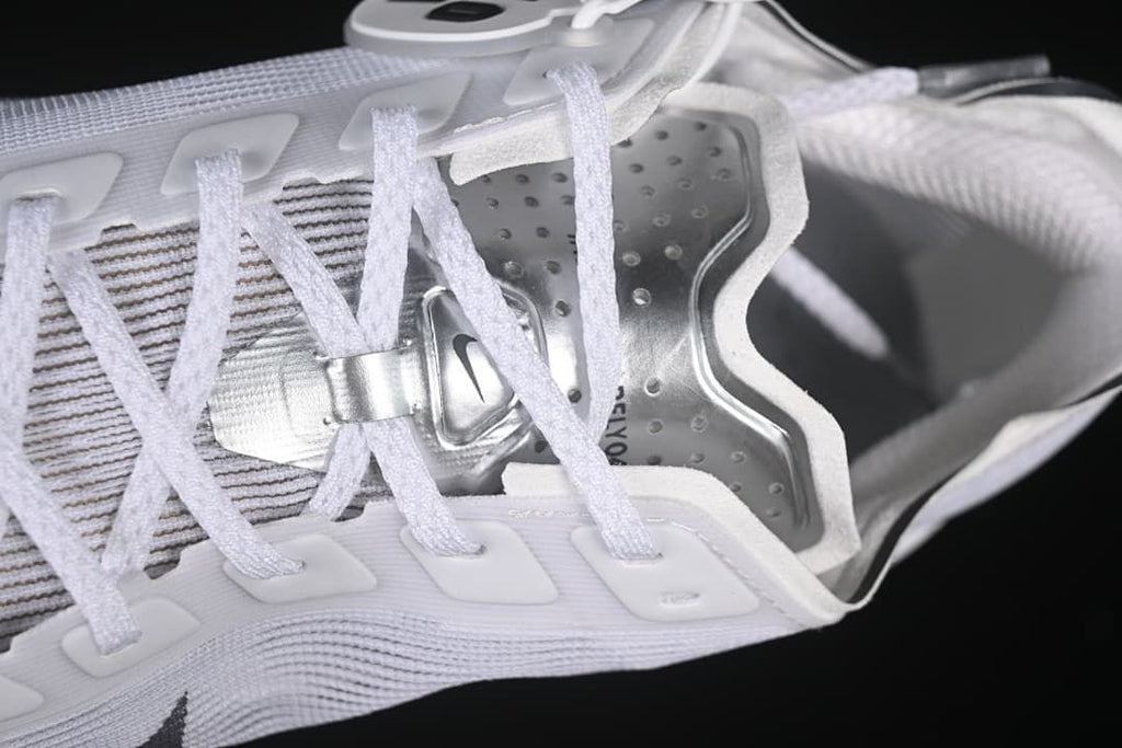 Close-up of the laces and metallic-looking tongue detail.