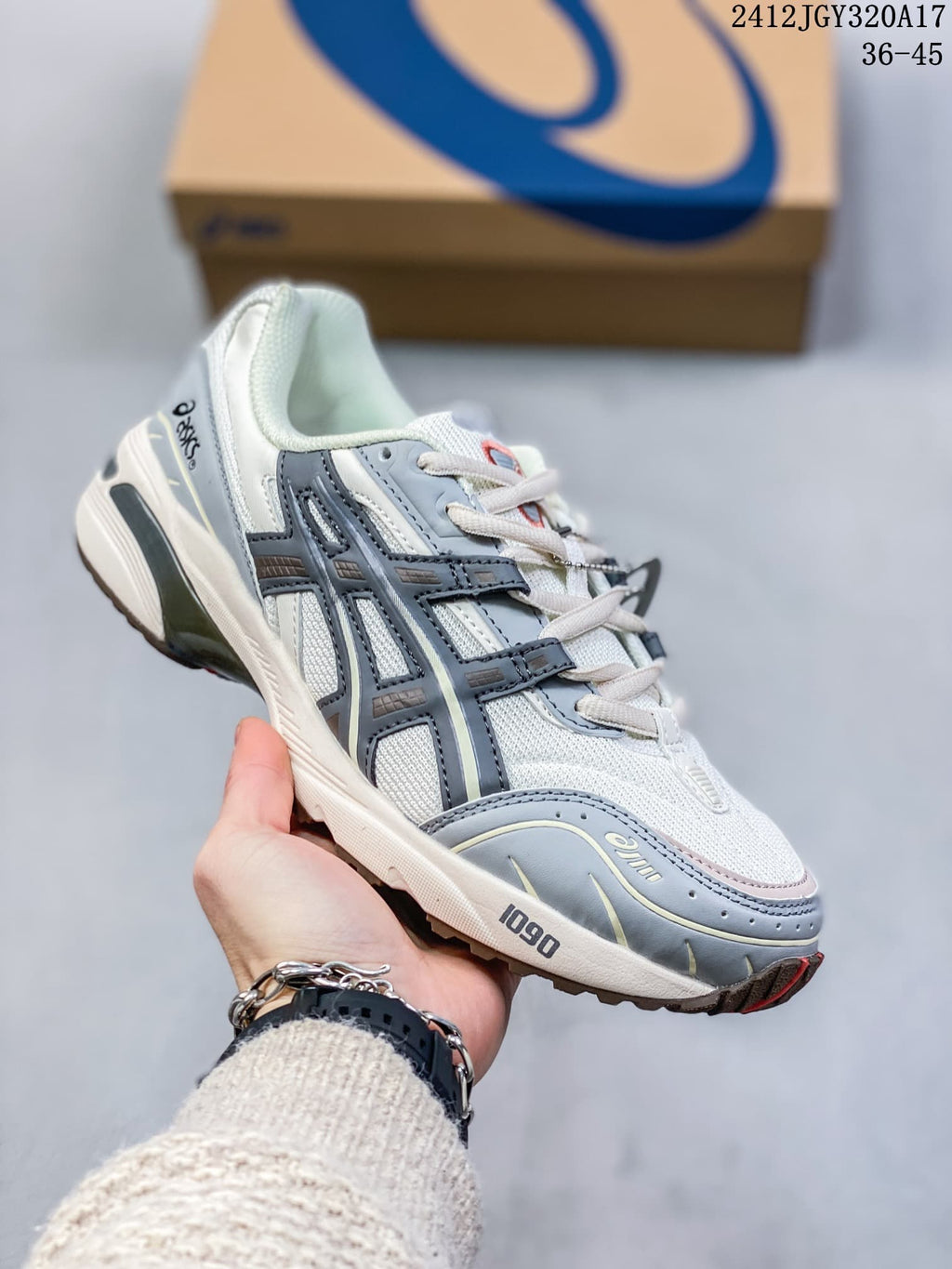 Angled side view of the sneaker showing its mesh-look upper and overlays