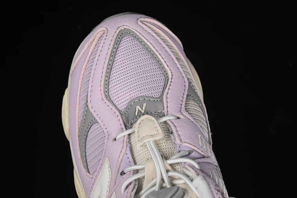 Top view showing the toe, mesh panels, and laces
