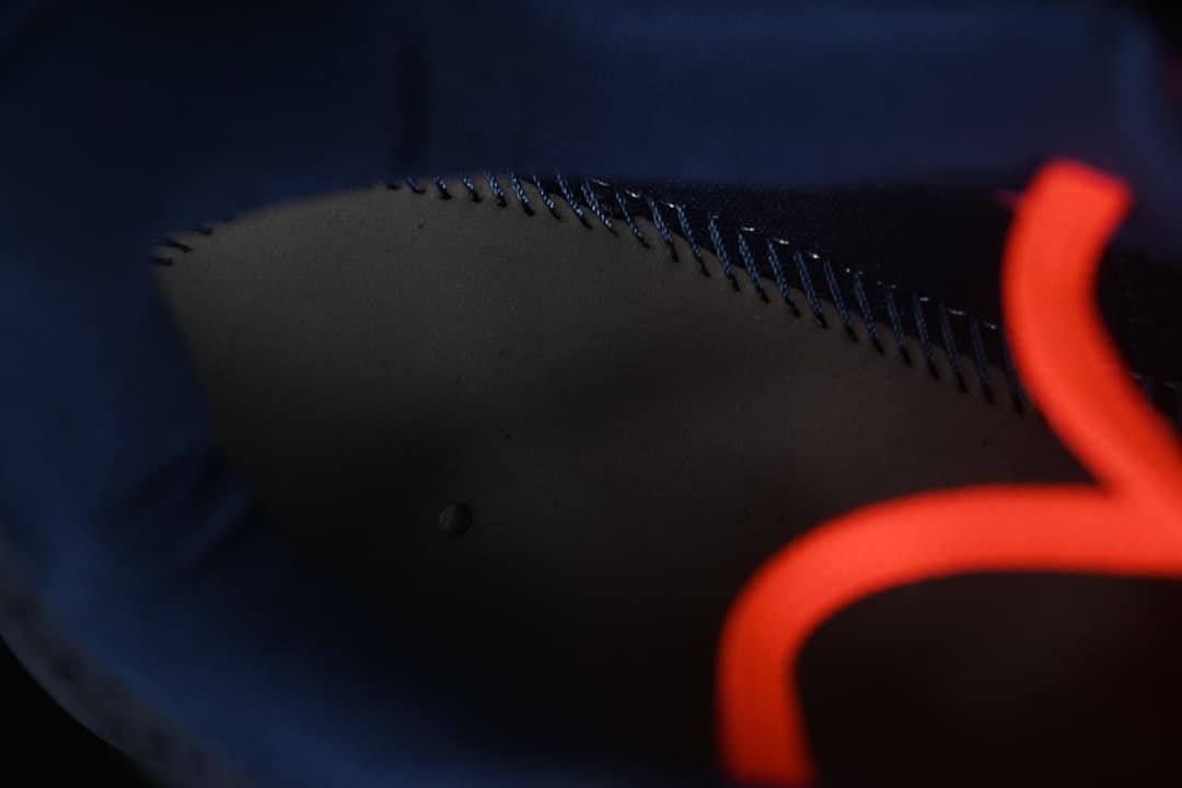 Close detail of the shoe lining and stitching.