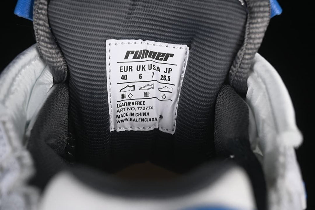 Tongue size label showing EU 40, UK 6, USA 7, and JP 26.5