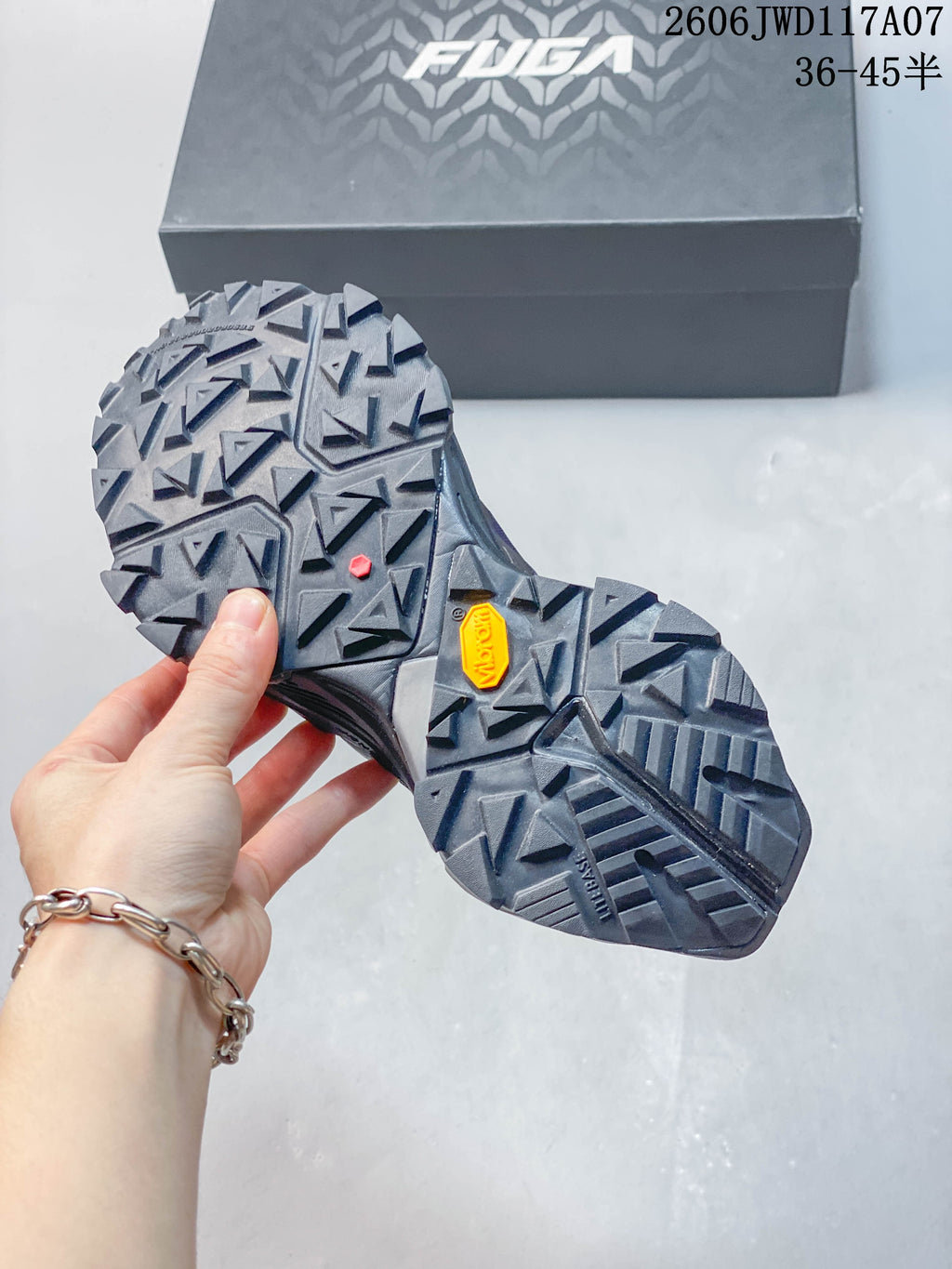 Close-up of the KAILAS FUGA DU 2 shoe outsole, showing its lugged tread pattern.