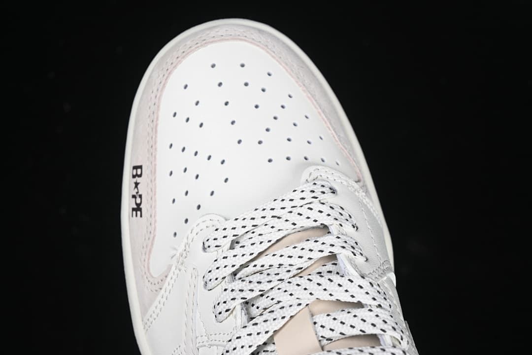 Top view of perforated toe and patterned laces
