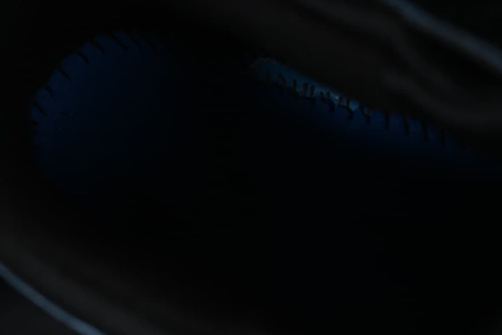 Dark close-up of the shoe interior.