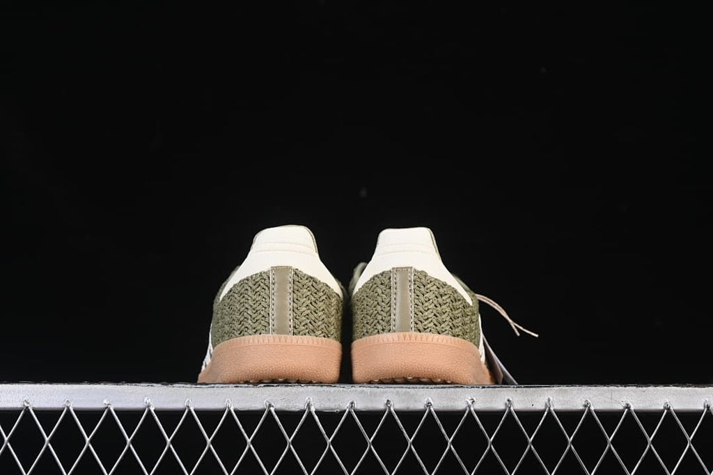 Rear view of the pair showing woven-look heel panels