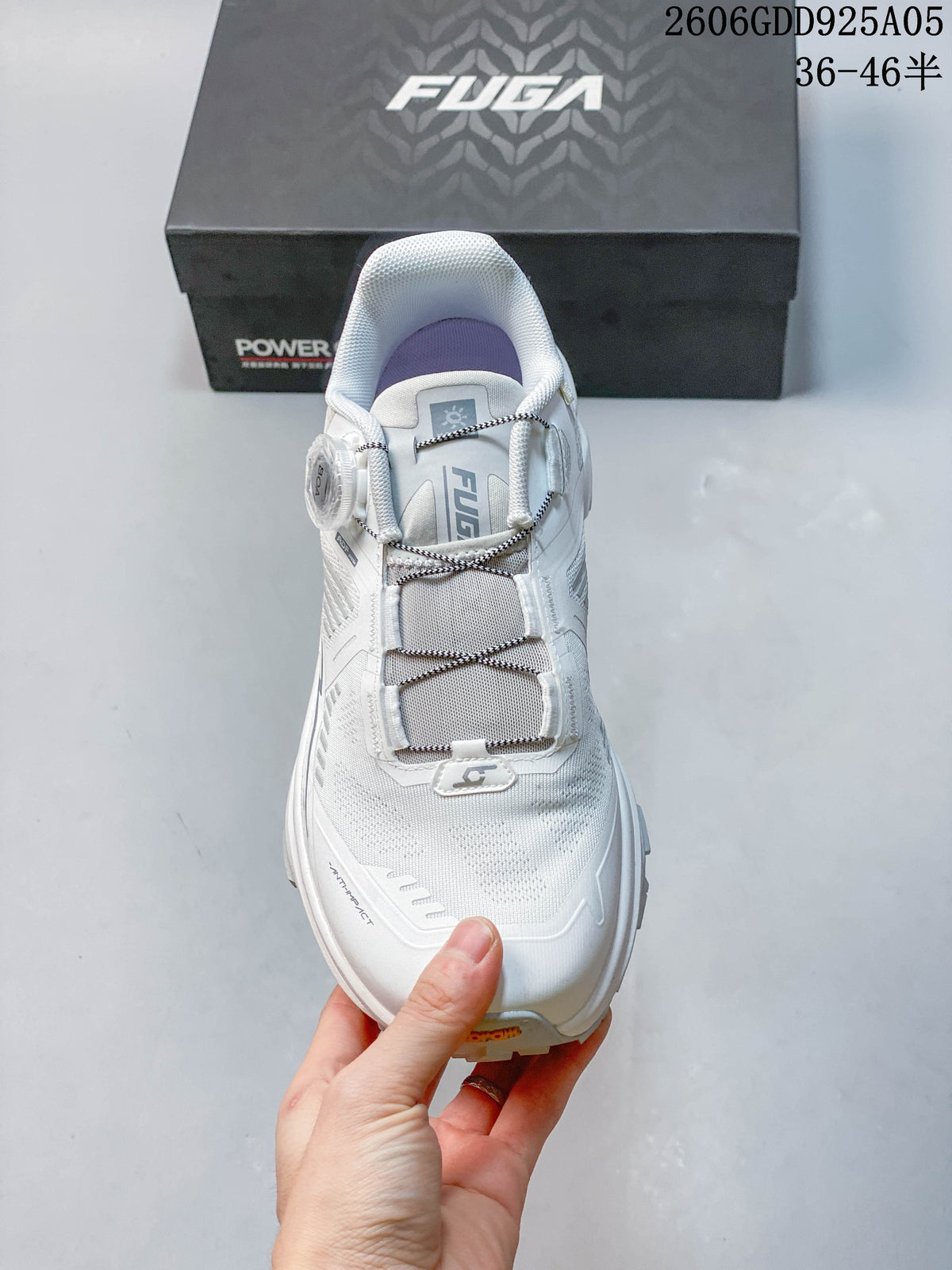 Top view showing the shoe's dial closure and cord lacing.