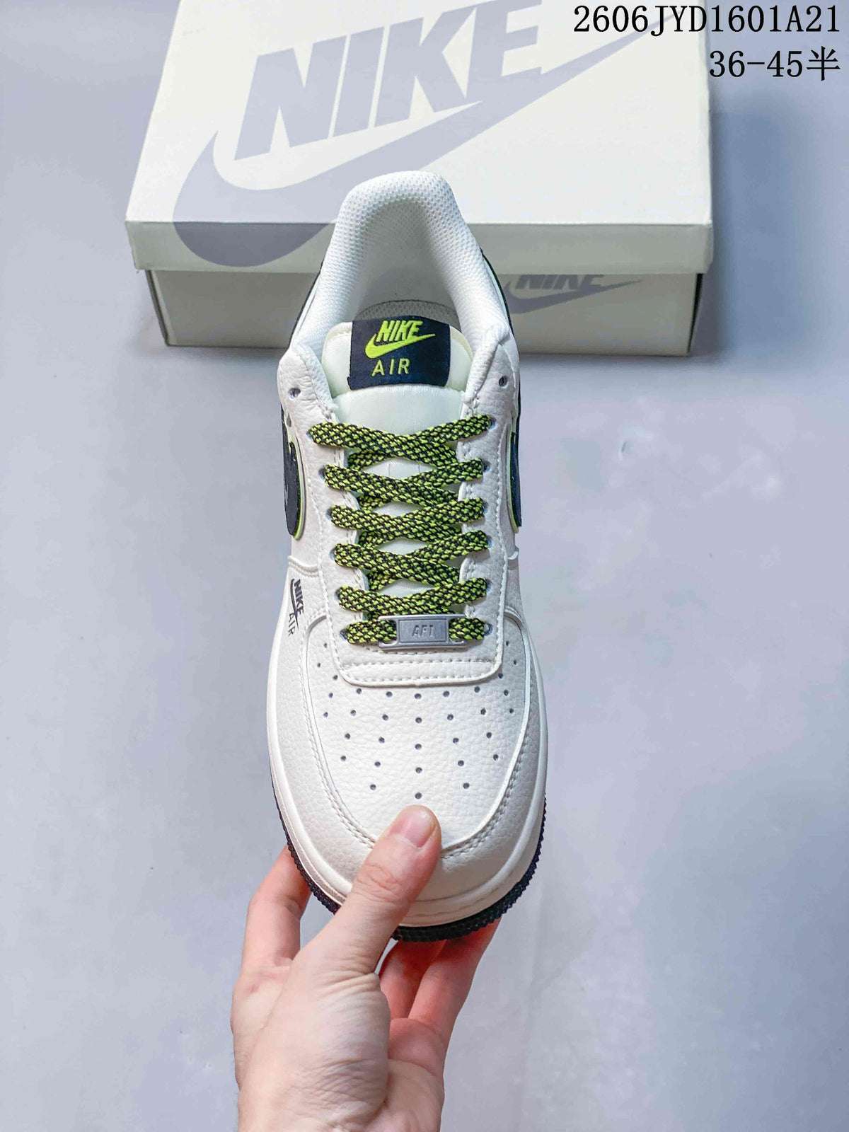 Top view showing the perforated toe and patterned laces