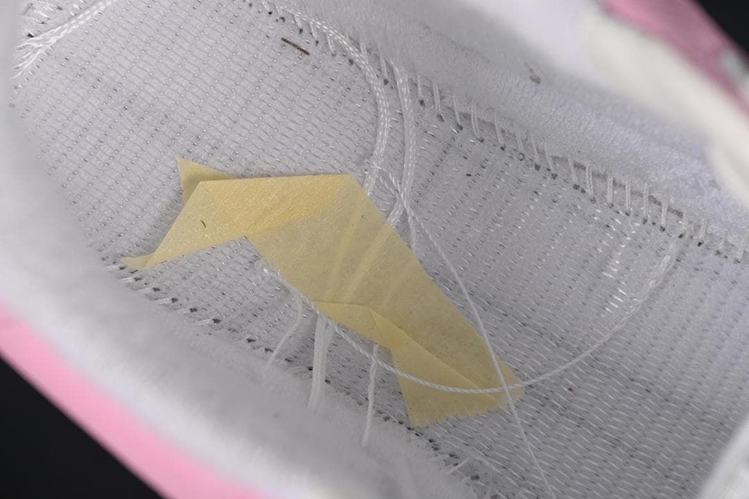 Close-up of the sneaker's interior lining and construction