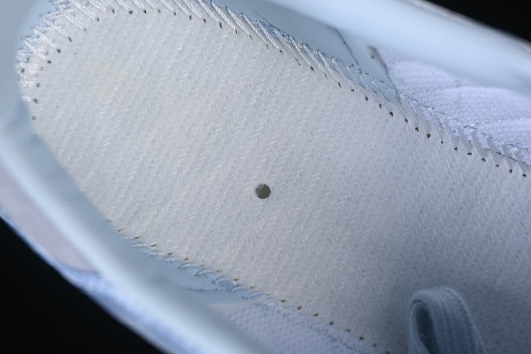 Close-up of stitching and textured upper panels