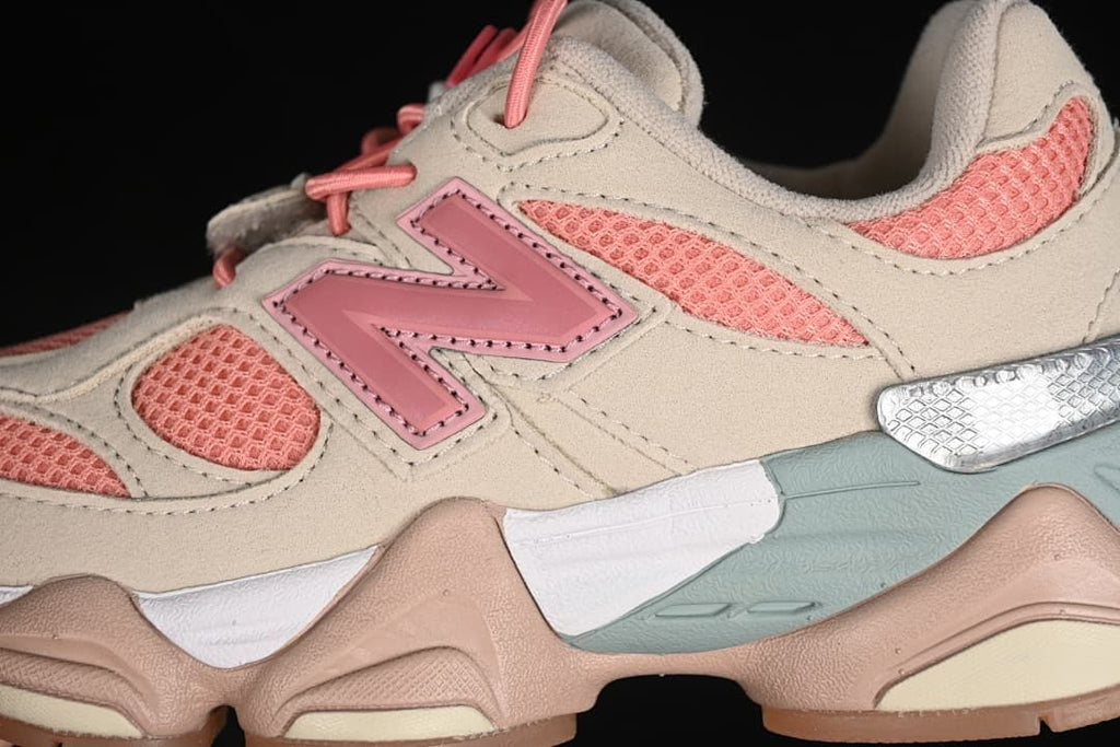 Close-up of the side logo, mesh panels, laces, and sole