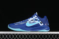 Side view of blue Nike Kobe 5 Protro basketball shoe with aqua Swoosh and outsole