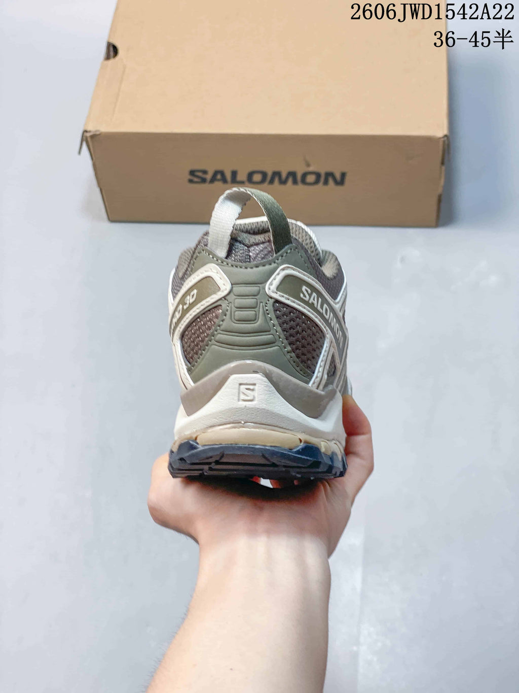 Rear view of a Salomon XA Pro 3D sneaker with padded collar and heel support
