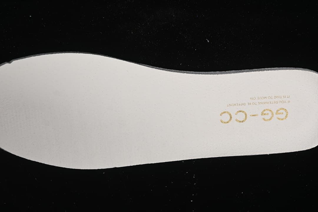 Reverse side of the insole with printed lettering