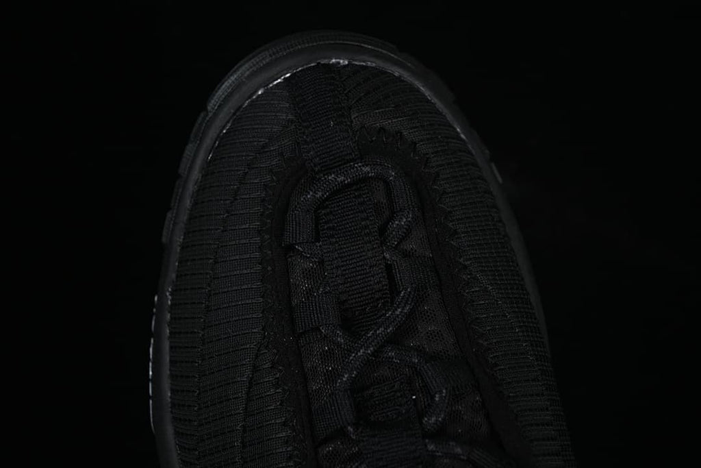 Top-down view of the shoe toe and lace area