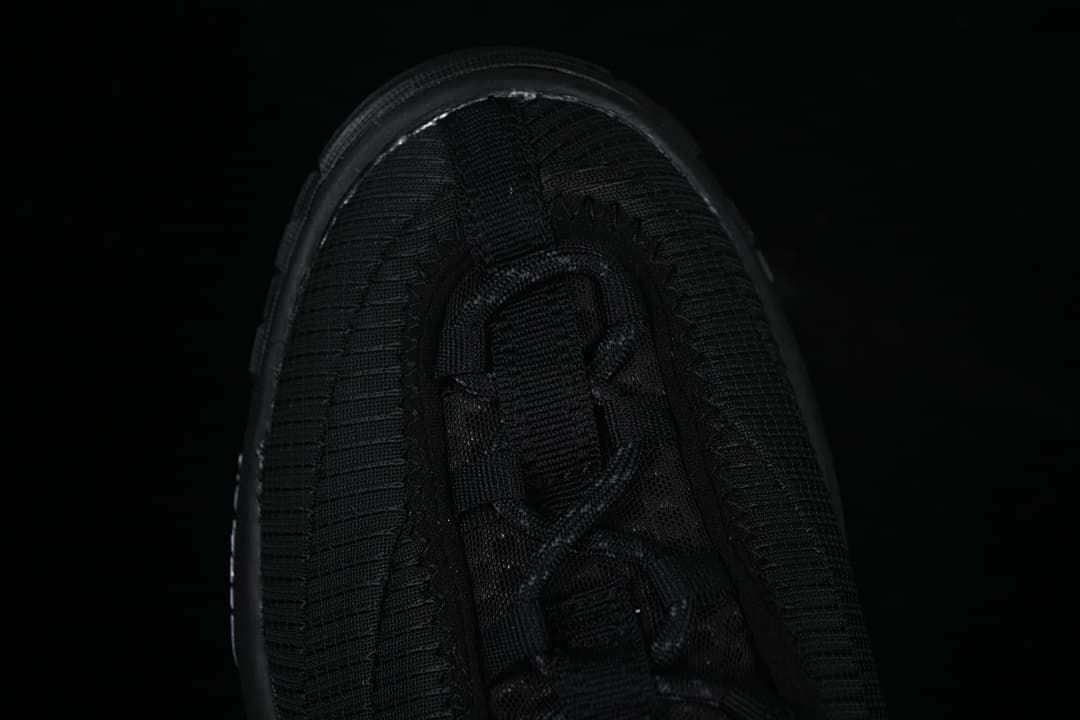 Top-down view of the shoe toe and lace area