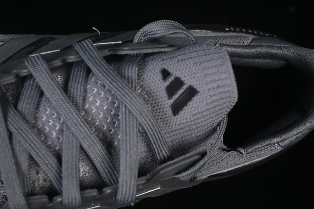 Close-up of laces and adidas tongue logo