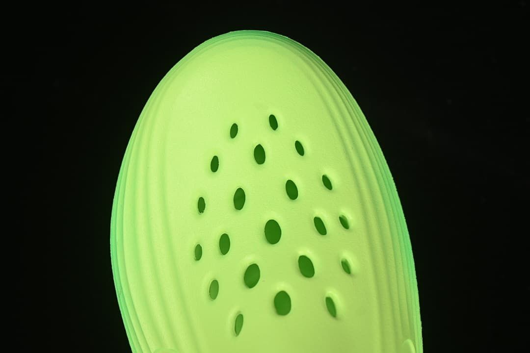 Top-down view of the clog's perforated toe area.
