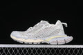 Side view of white and grey Balenciaga Phantom sneakers with an openwork upper and segmented sole