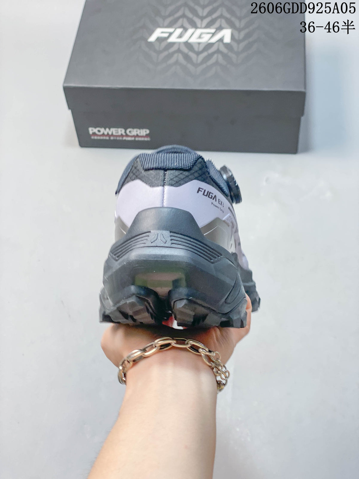 Rear view of a KAILAS FUGA EX3 shoe showing the raised heel and outsole