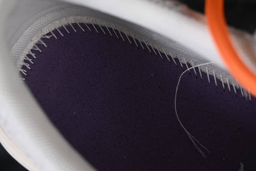 Close-up of the sneaker interior stitching and lining.