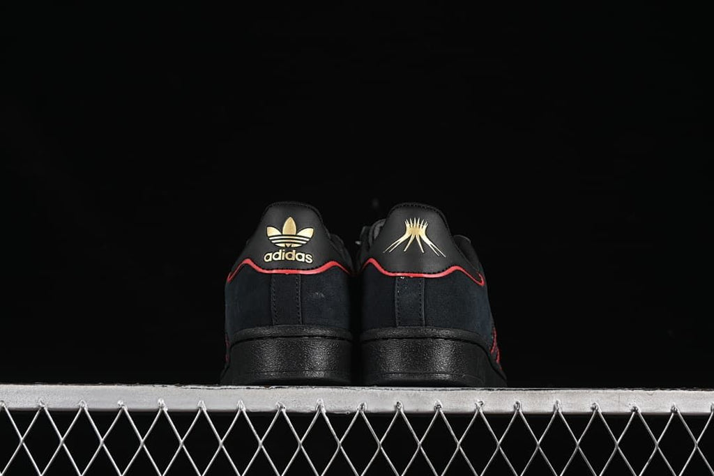 Rear view of the pair showing contrasting heel details