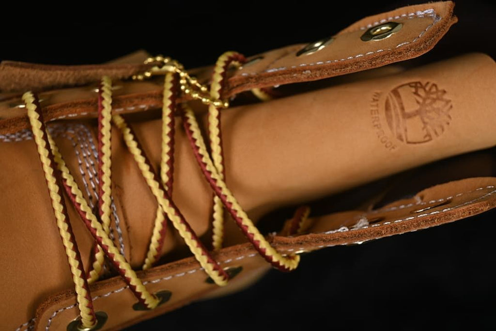 Close-up of the laces, eyelets, and padded collar
