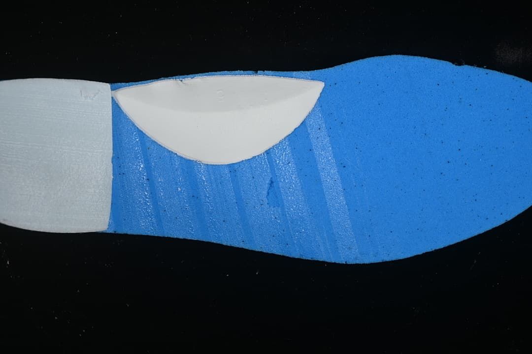 Close-up of a blue shoe insert
