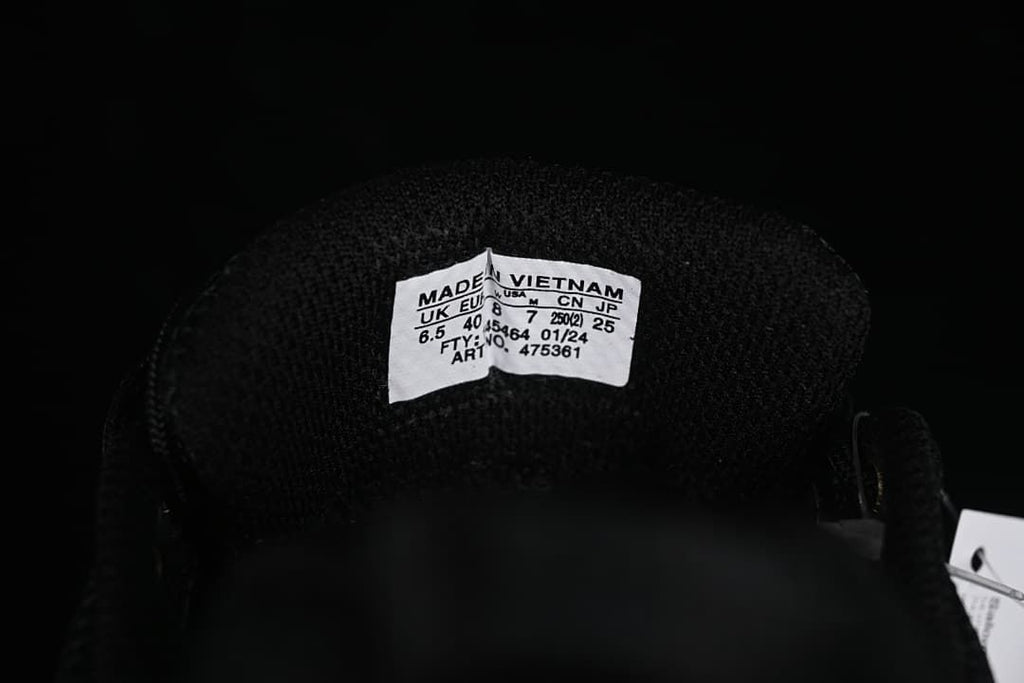Tongue label showing shoe size and product details