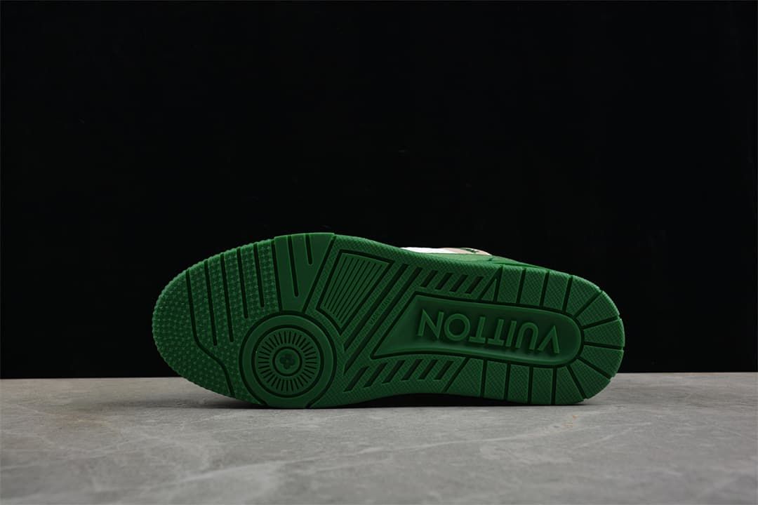 Green outsole with molded tread pattern