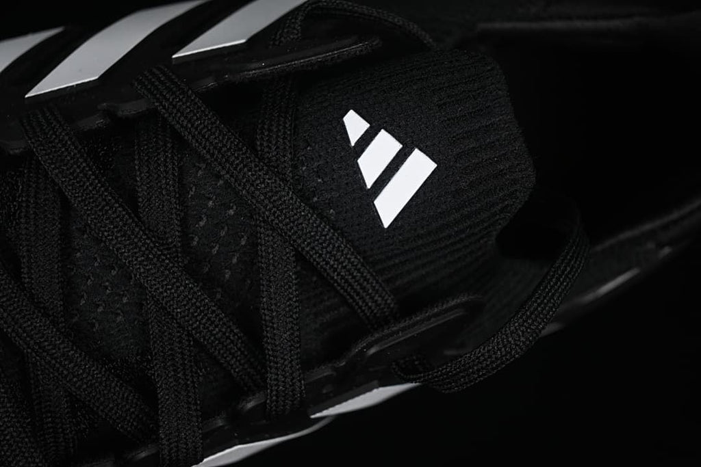 Close-up of the laces, tongue logo, and upper