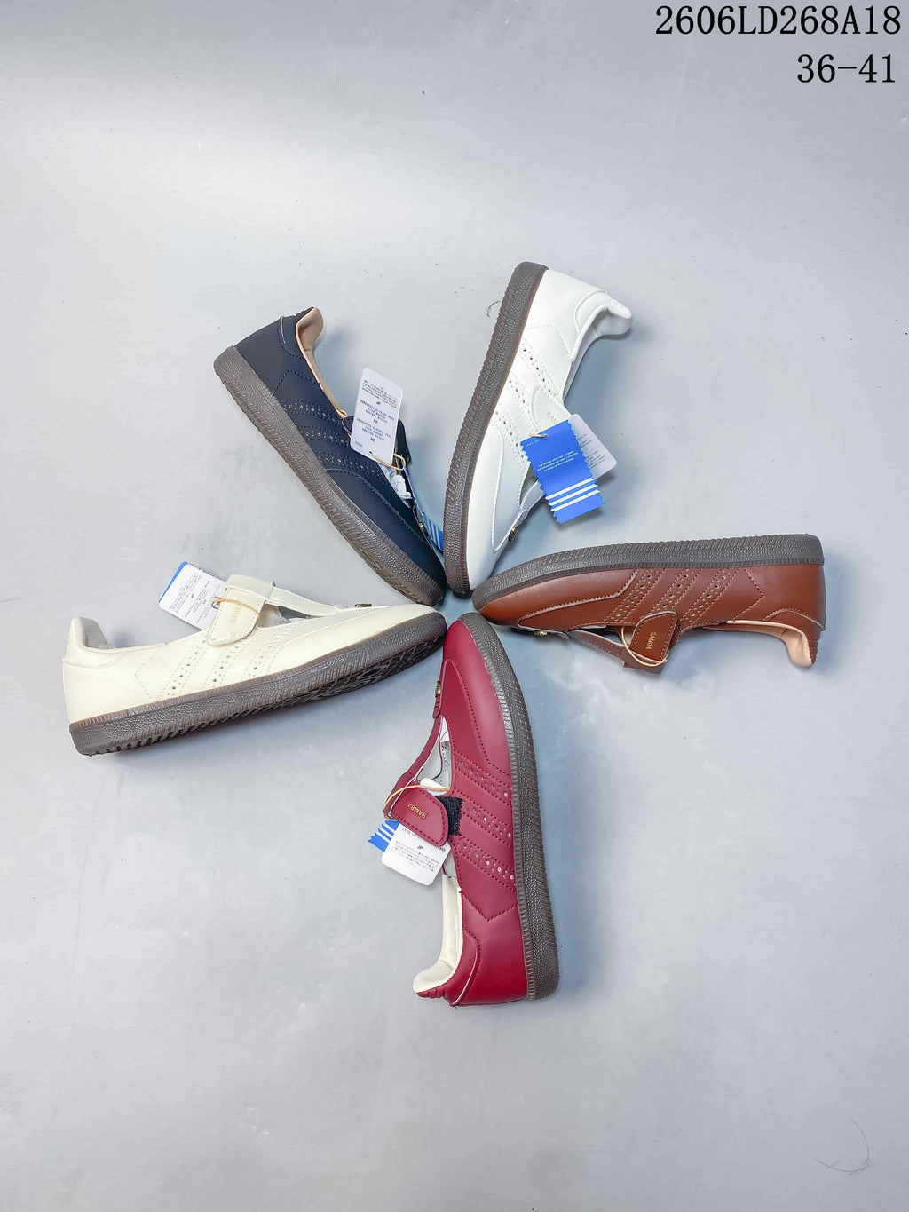 Several Samba Jane sneakers arranged together in different colors