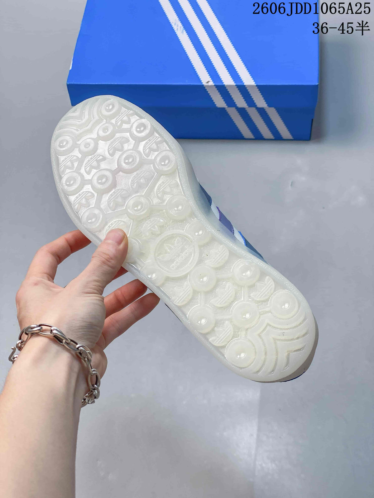Close-up of the translucent-looking outsole with circular tread details.