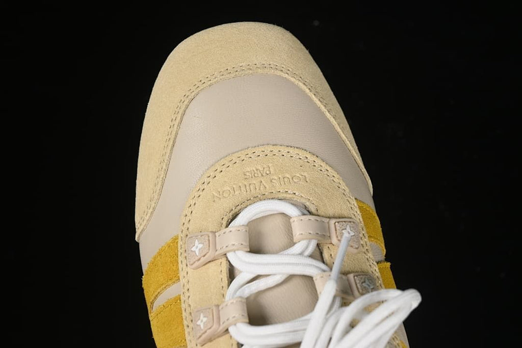 Top view showing the rounded toe and lace-up construction