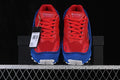 Front view of red and blue adidas Raf Simons Response Trail sneakers