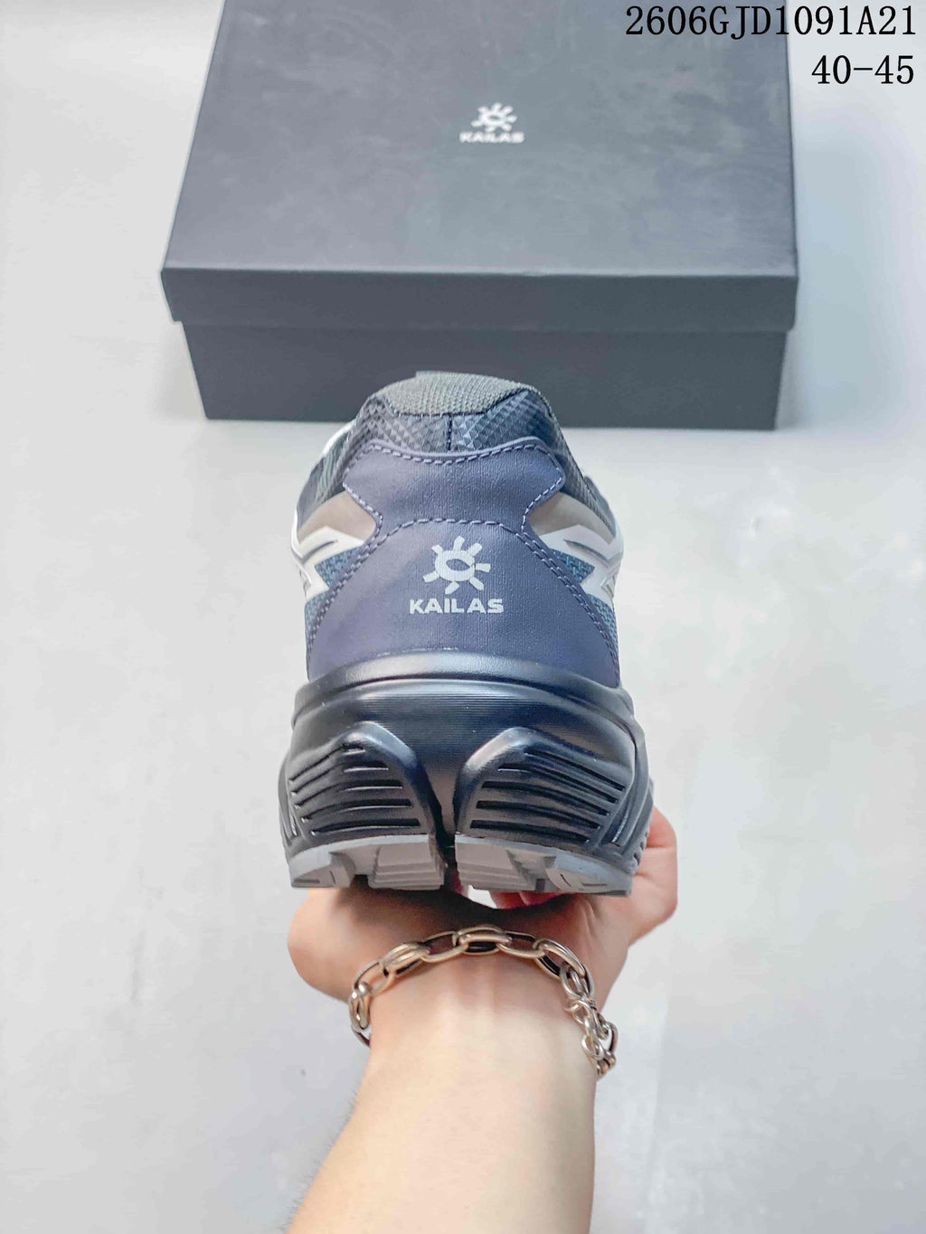 Rear view of the shoe showing the heel and outsole construction
