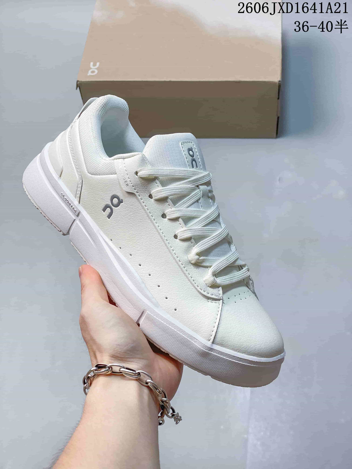 White On The Roger low-top sneaker with pale grey accents and laces
