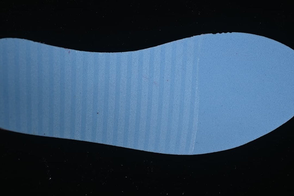 Blue shoe insole shown from above.