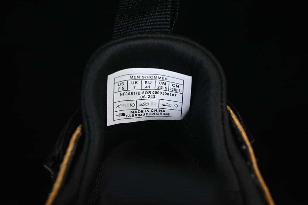 Interior size label showing men's EU 41, US 7.5, UK 7 and CM 25.5
