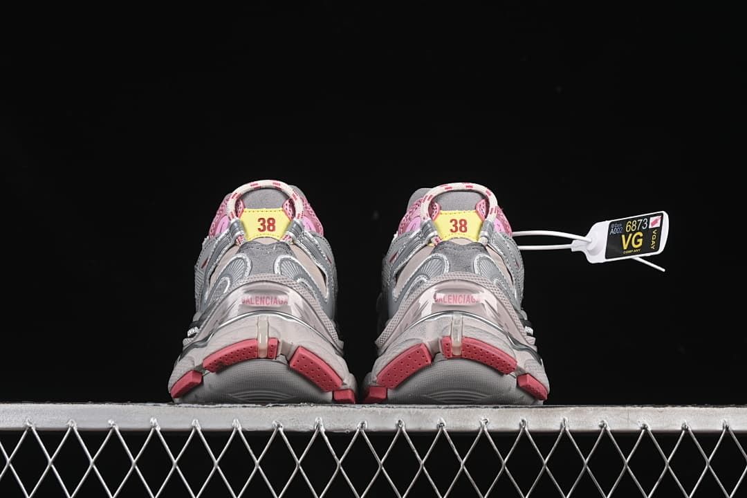 Rear view of both sneakers showing heel details and size 38 markings.