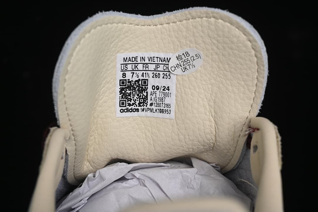 Tongue size label showing a sample size and model code.