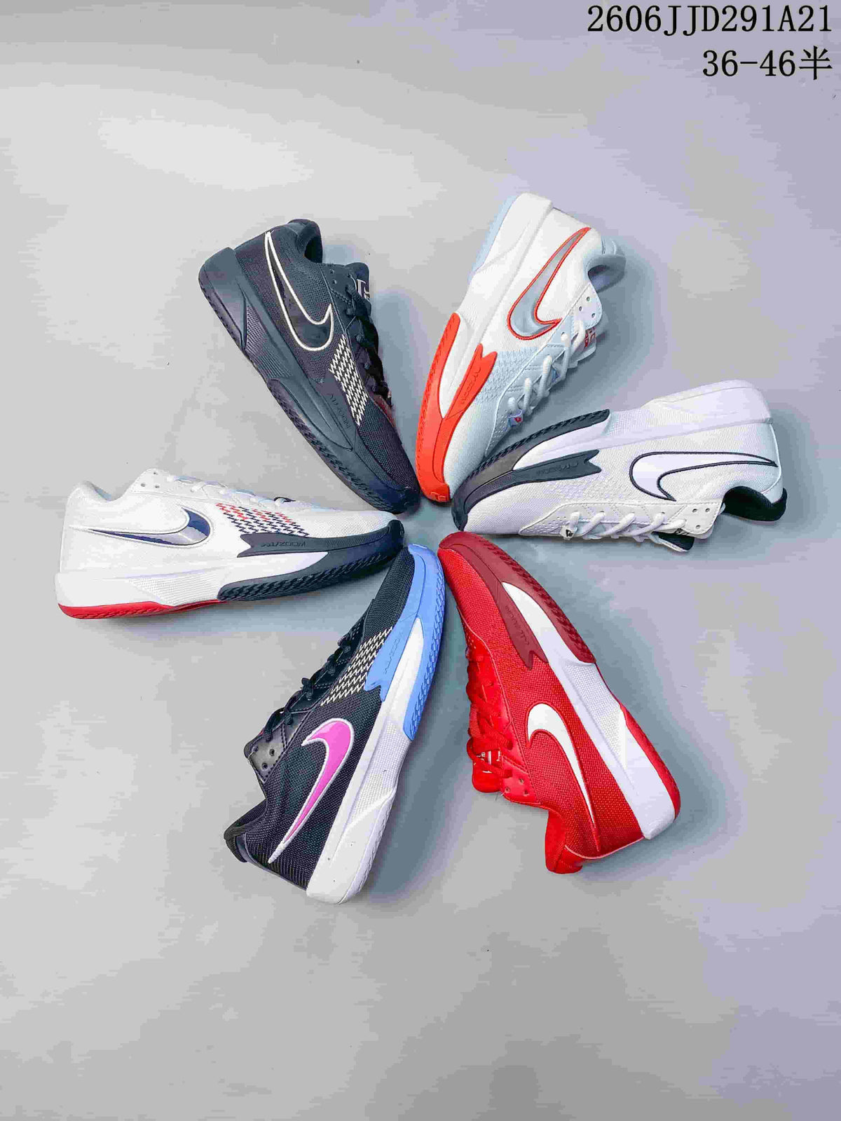 Several Nike G.T. Cut 3 basketball shoe colorways arranged in a circle.
