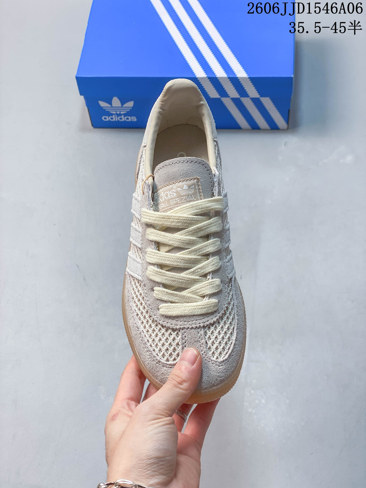 Top view showing the cream laces and textured toe area
