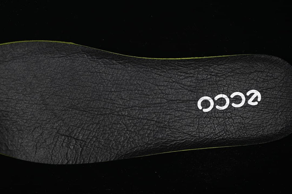 Close-up of a dark insole with ECCO logo